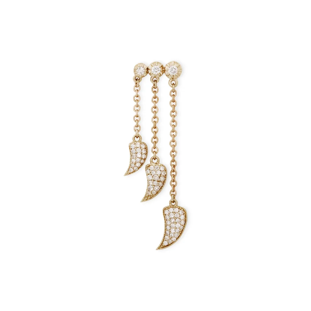 Sophia Diamond Pave Tusk Chain Drop Stud
