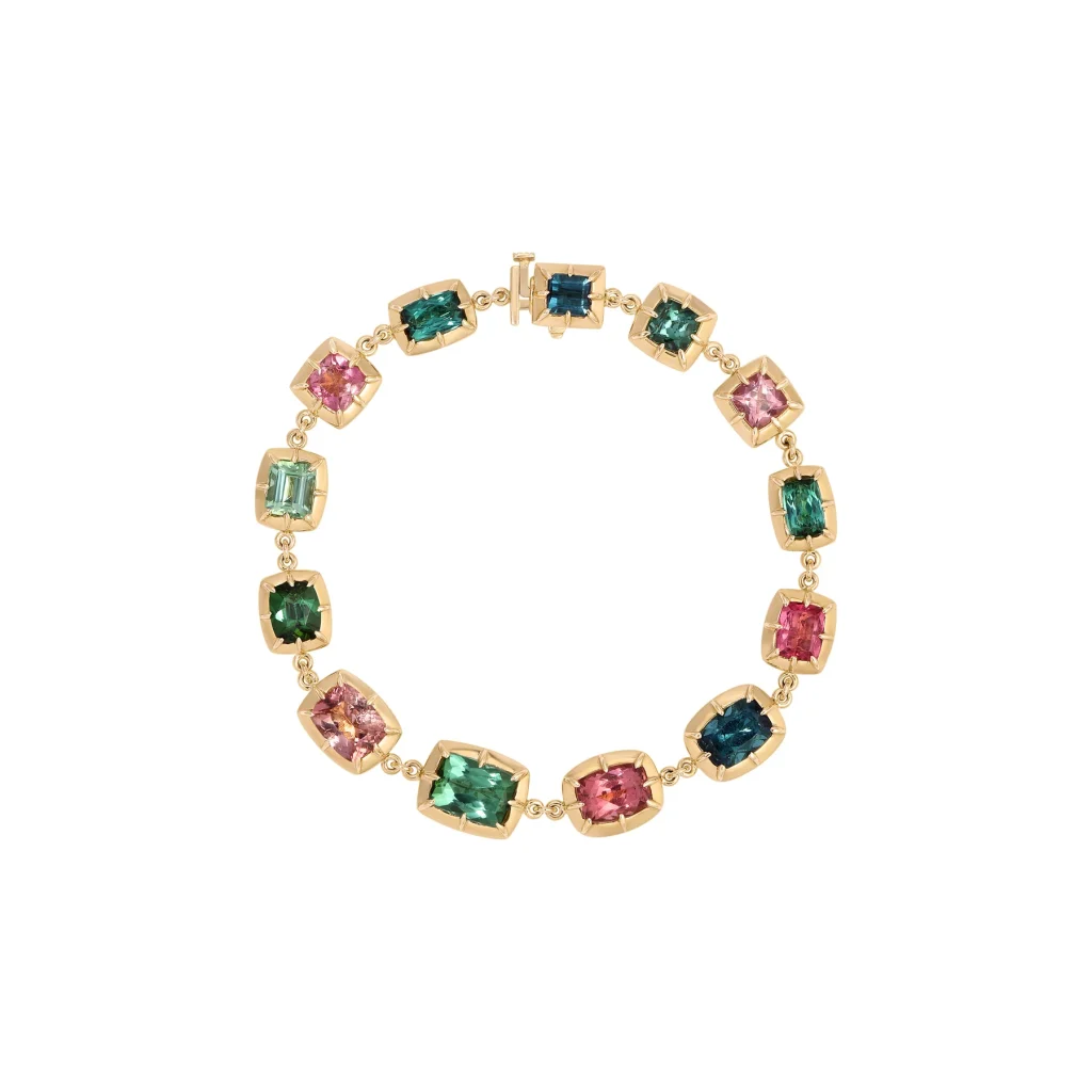 Multi Shape Tourmaline Vintage Tennis Bracelet